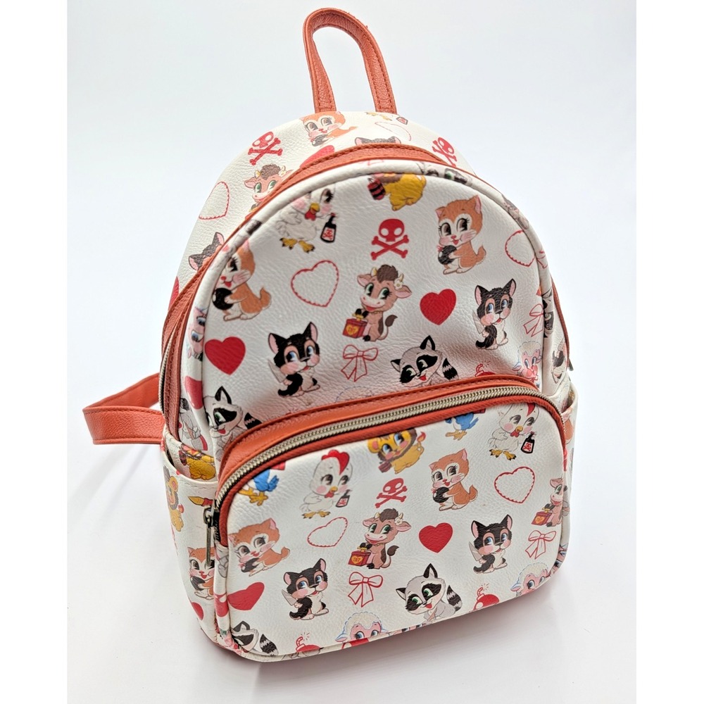 Funko Mini Backpack Cute Animal Print Hearts Skulls Faux Leather Bag - Halloween